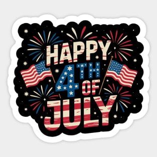 Happy 4th Of July Patriotic American US Flag 4th Of July Sticker
